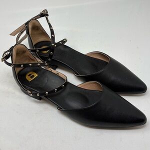 Bared Footwear Black Studded Leather Pointy Flats
